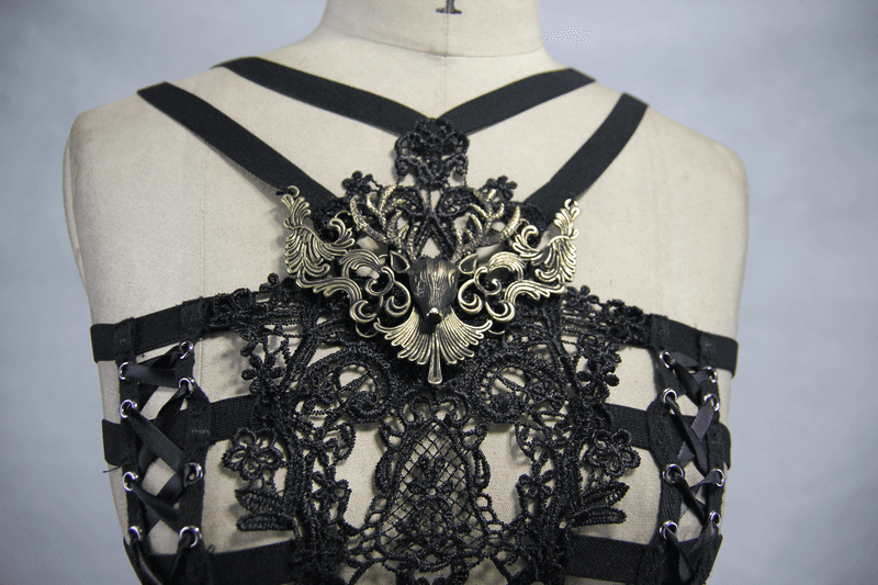 Seductive Lace Chest Harness / Vintage Gothic Bodywear