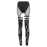 Seductive Net Slim Leggings with Metal Studded Belt Accents