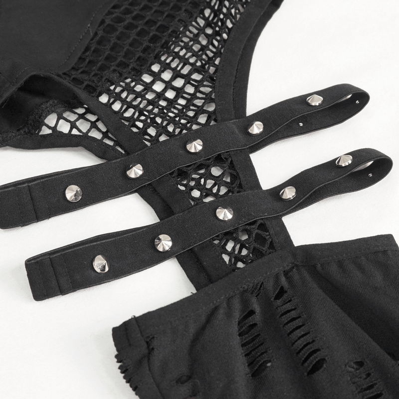 Seductive Net Slim Leggings with Metal Studded Belt Accents