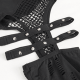 Seductive Net Slim Leggings with Metal Studded Belt Accents