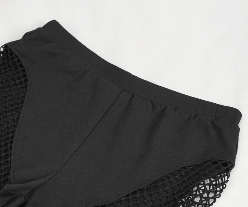 Seductive Net Slim Leggings with Metal Studded Belt Accents