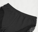 Seductive Net Slim Leggings with Metal Studded Belt Accents