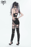Seductive Net Slim Leggings with Metal Studded Belt Accents