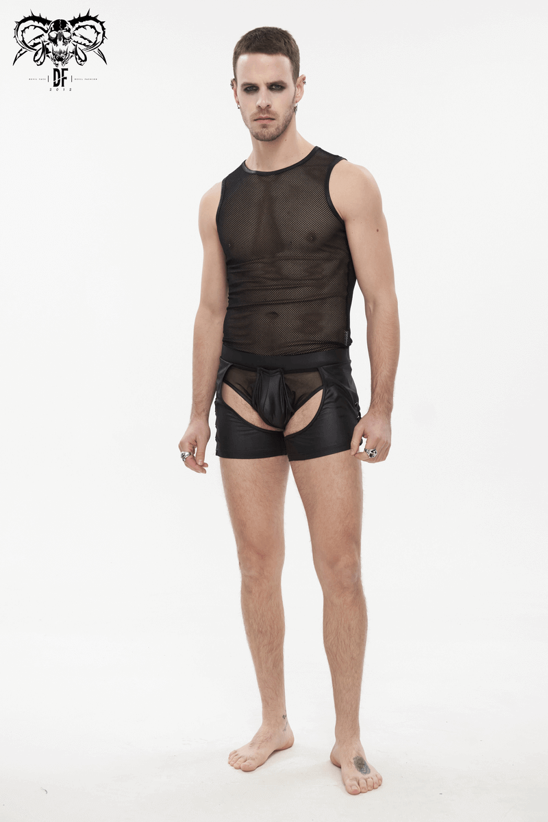 Seductive Sheer Men's Briefs / Black Elastic Boxers