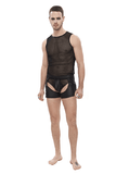 Sexy durchsichtige Herrenunterwäsche mit seitlicher Schnürung / Alternative schwarze Unterwäsche mit elastischem Bund
