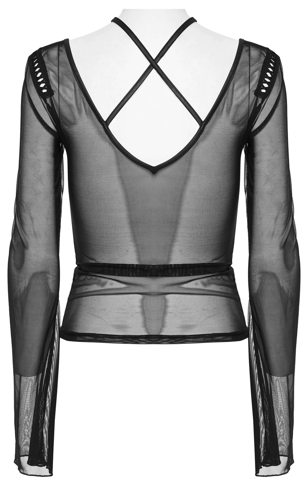 Sensual Gothic Mesh Top with Suspender Accents