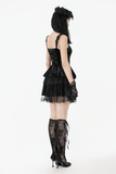 Sensual Lace Mini Dress with Corset and Ruffled Layers