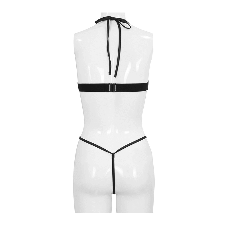 Sensual Lace-Up Bodysuit / Erotic Black Women's Wear