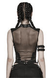 Sensual Peek Mesh and Knit Top with Eyelet Accents