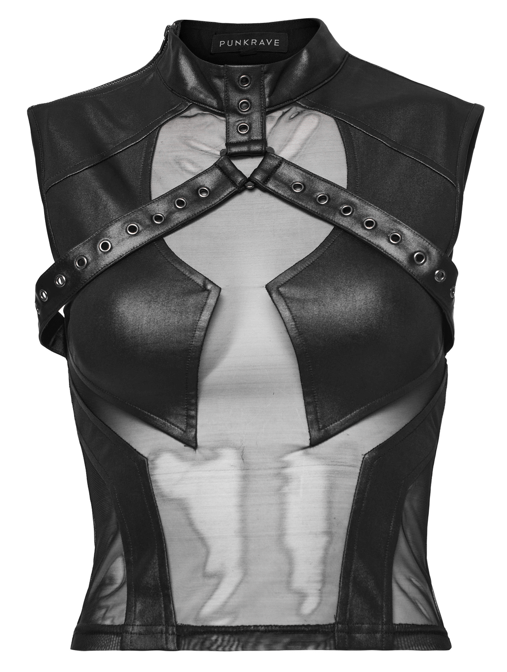 Sensual Peek Mesh and Knit Top with Eyelet Accents