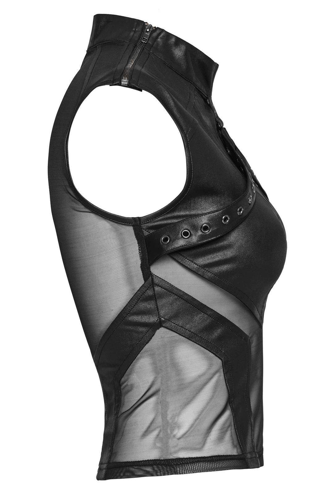 Sensual Peek Mesh and Knit Top with Eyelet Accents