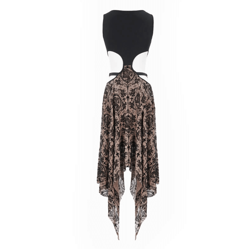 Sensuality Sleeveless Irregular Vintage Pattern Dress