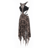 Sensuality Sleeveless Irregular Vintage Pattern Dress