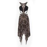 Sensuality Sleeveless Irregular Vintage Pattern Dress