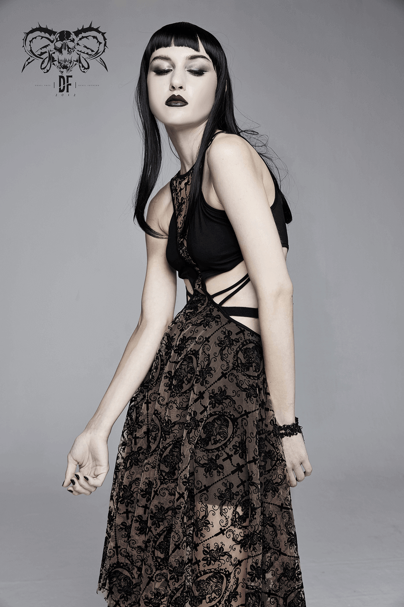 Sensuality Sleeveless Irregular Vintage Pattern Dress