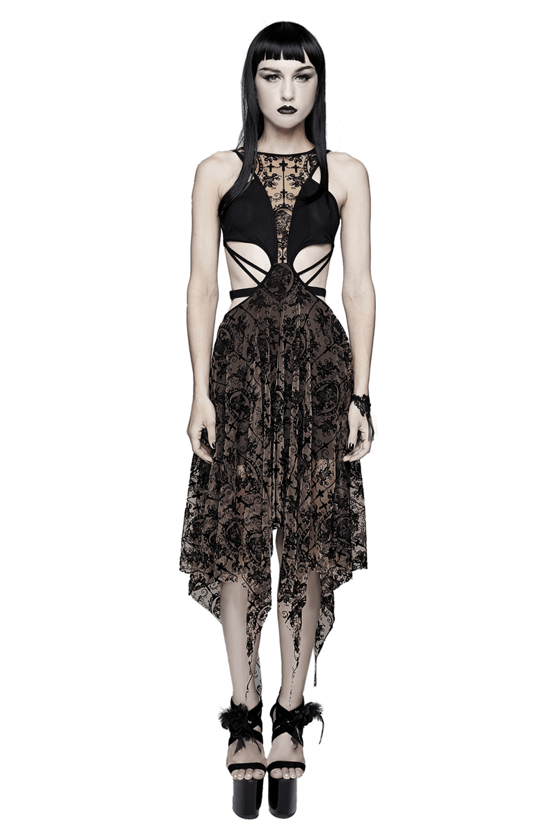 Sensuality Sleeveless Irregular Vintage Pattern Dress