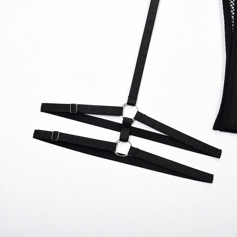 Sexy Bandage Bodysuit With Panties / Women's Black Lingerie / Erotic Fitting Body Top - EVE's SECRETS