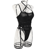 Sexy Bandage Bodysuit With Panties / Women's Black Lingerie / Erotic Fitting Body Top - EVE's SECRETS