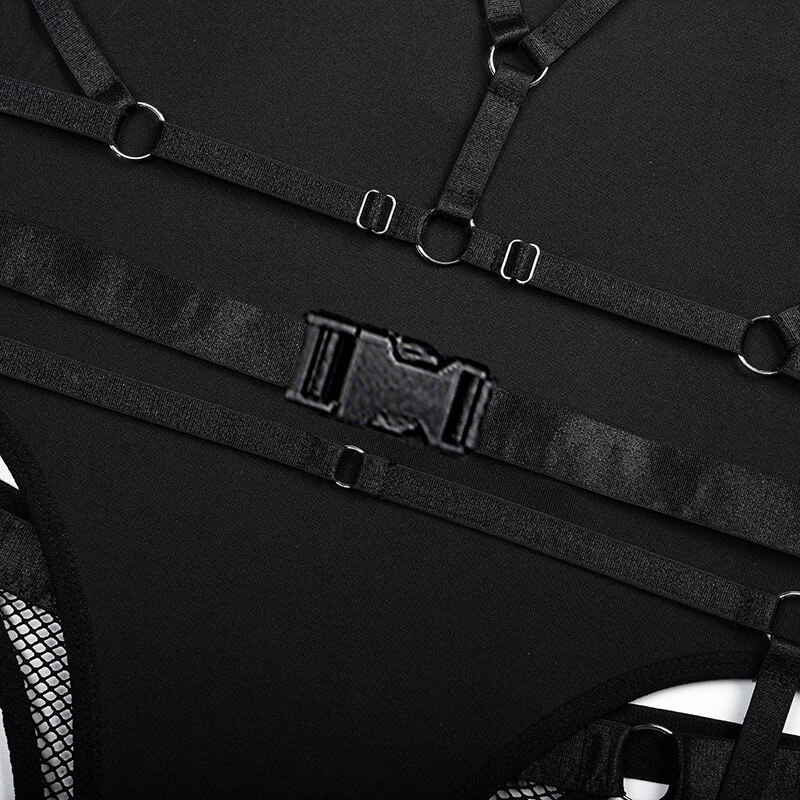 Sexy Bandage Bodysuit With Panties / Women's Black Lingerie / Erotic Fitting Body Top - EVE's SECRETS