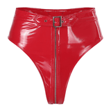 Sexy Black Ladies Wet Look Panties / High Waist Briefs with Belt / Female Underwear on Zipper - EVE's SECRETS