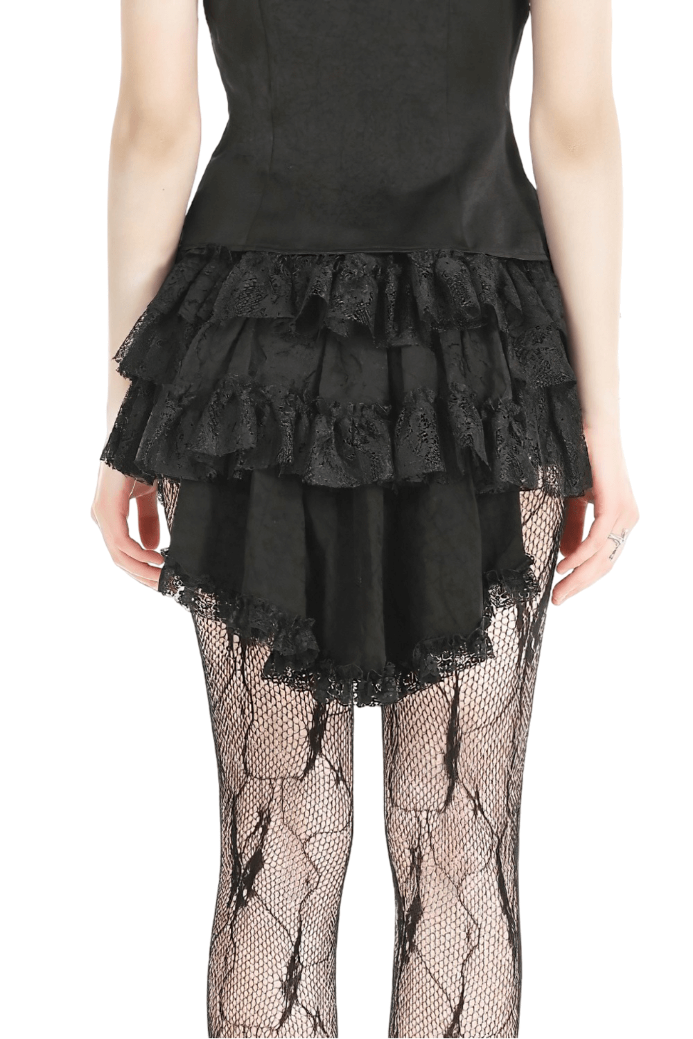 Sexy Black Ruffled Tier Skirt with Elastic Waist
