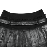 Sexy Faux Leather and Lace Gothic Mini Skirt with Pleats