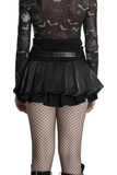 Sexy Faux Leather and Lace Gothic Mini Skirt with Pleats