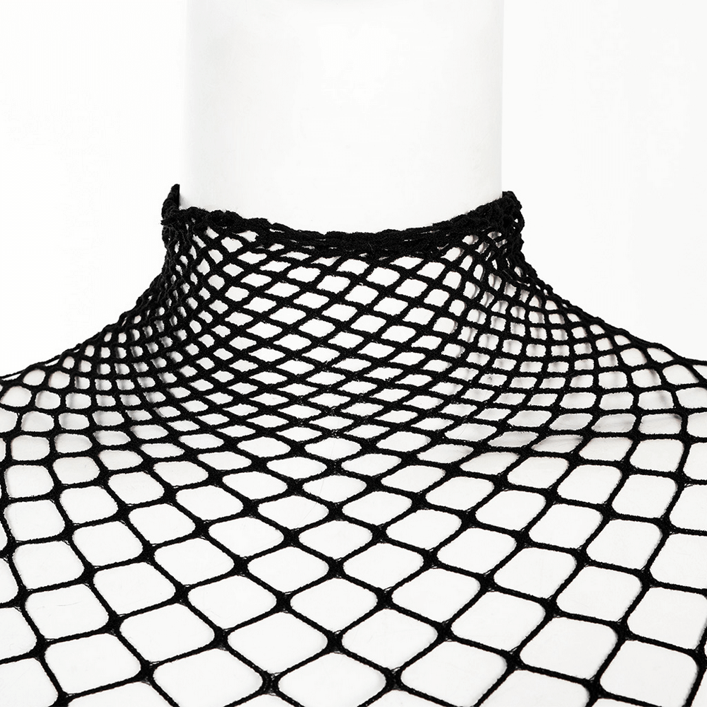 Sexy Female Black Diamond Mesh Bodysuit - Edgy Style