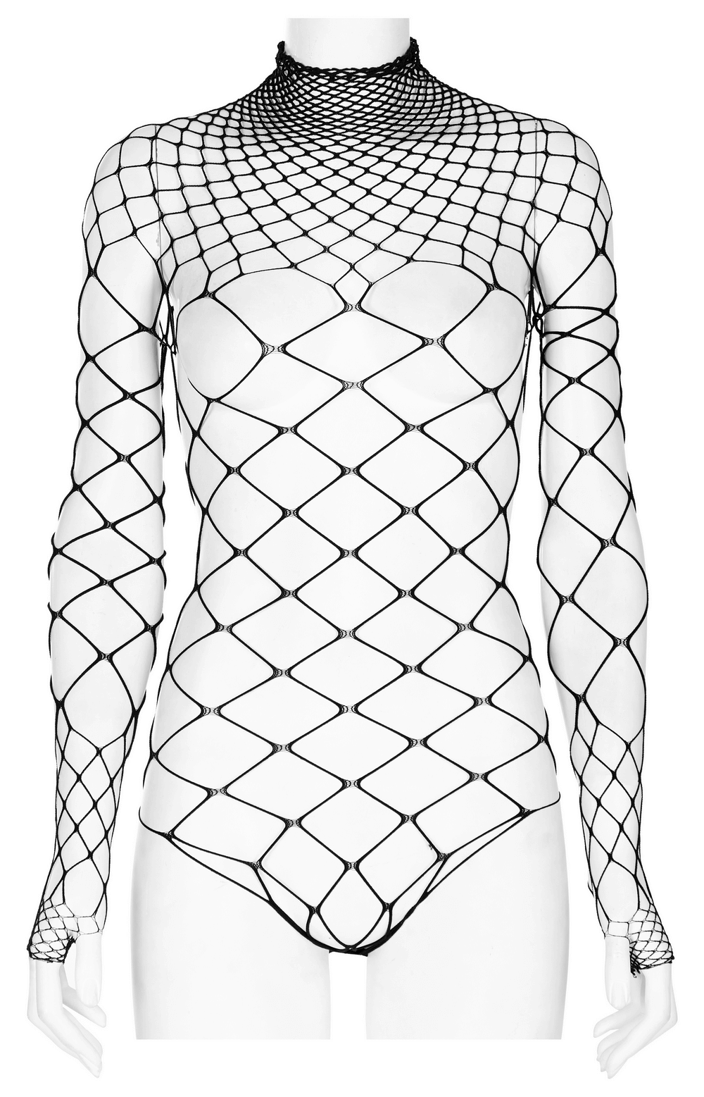 Sexy Female Black Diamond Mesh Bodysuit - Edgy Style
