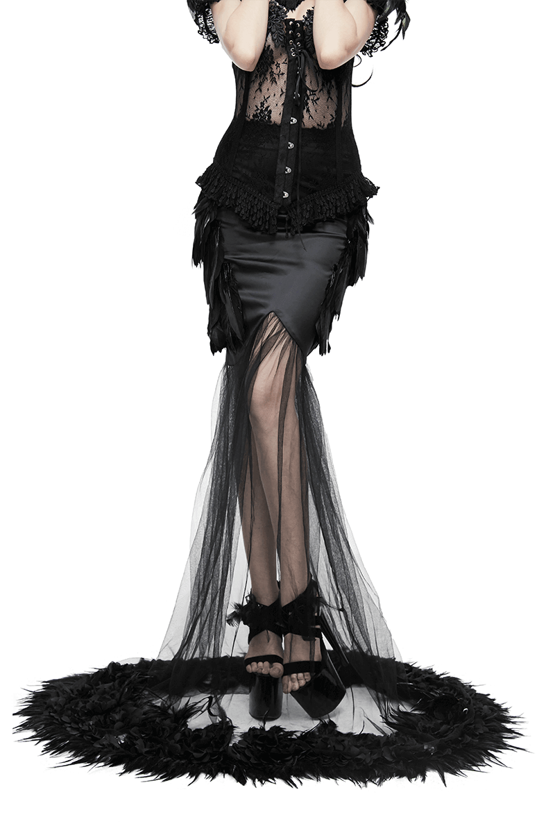 Sexy Flared Mesh Skirt from Above the Knee to Hem