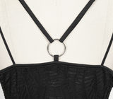 Sexy Gothic Cross Strap Black Dress with Slit Hem for Women