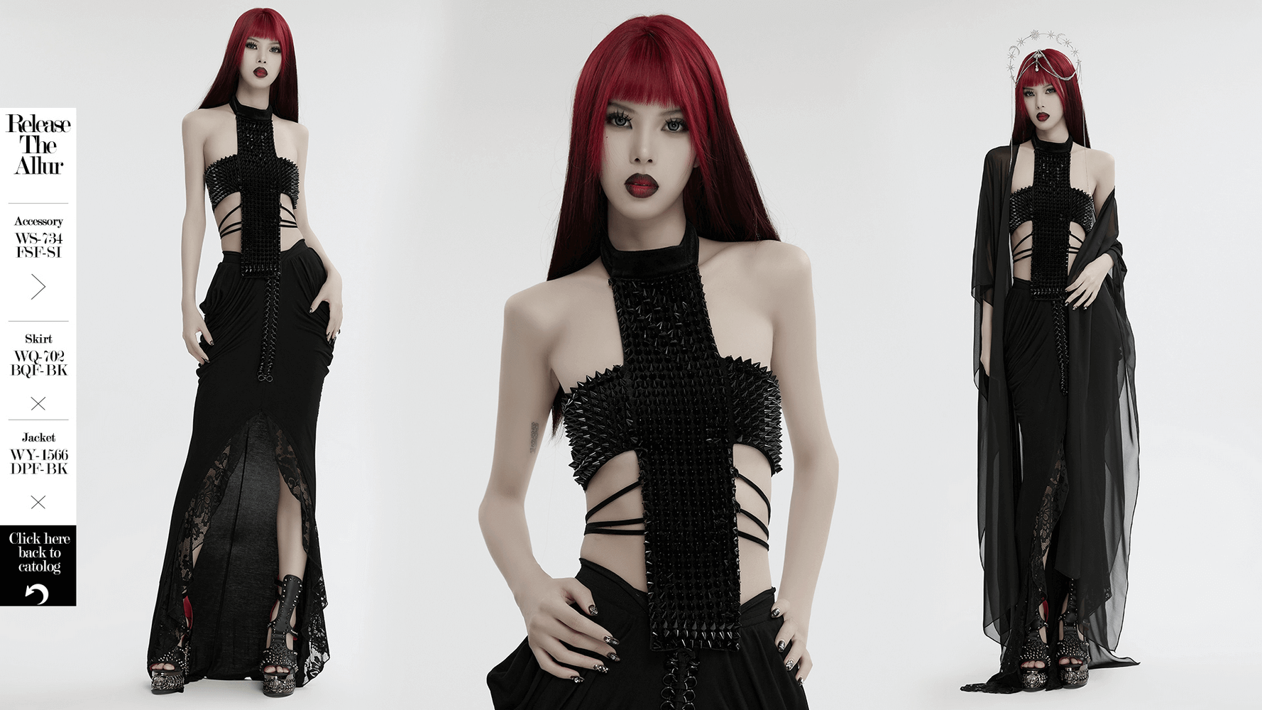 Sexy Halter Top with Waist Straps and Spiked Rivet Details