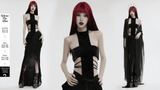 Sexy Halter Top with Waist Straps and Spiked Rivet Details