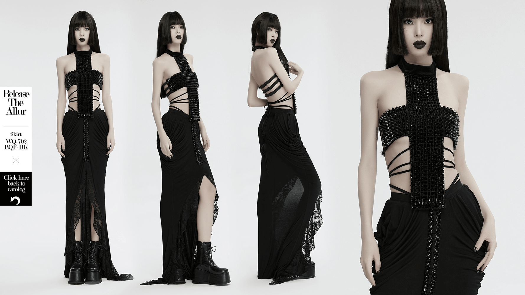 Sexy Halter Top with Waist Straps and Spiked Rivet Details