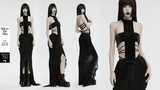 Sexy Halter Top with Waist Straps and Spiked Rivet Details