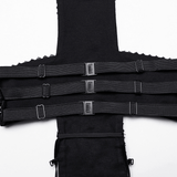 Sexy Halter Top with Waist Straps and Spiked Rivet Details