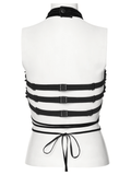 Sexy Halter Top with Waist Straps and Spiked Rivet Details