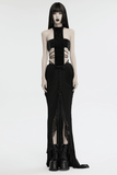 Sexy Halter Top with Waist Straps and Spiked Rivet Details