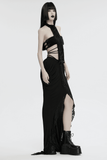 Sexy Halter Top with Waist Straps and Spiked Rivet Details