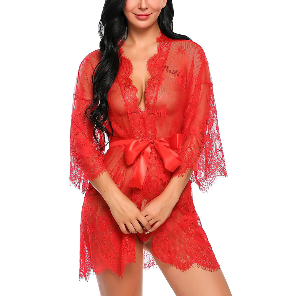 Sexy Lace Lingerie Set For Women / Erotic Floral Pattern Babydolls / Female Seductive Chemises - EVE's SECRETS