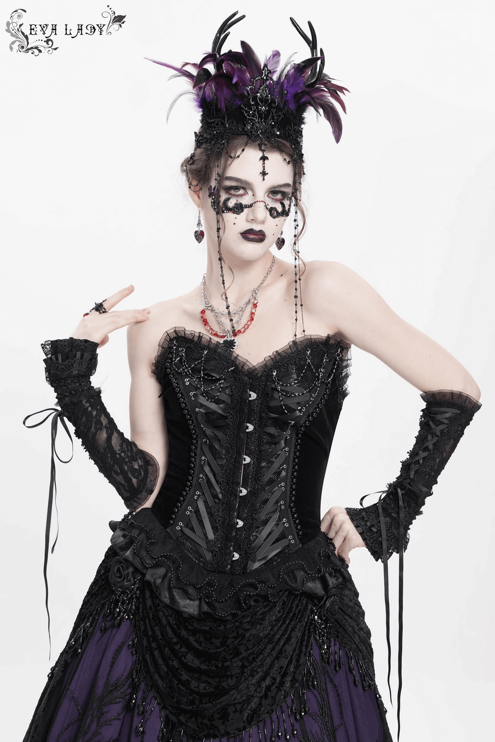 Sexy Lace-Up Corset with Satin Straps and Ruffled Edging