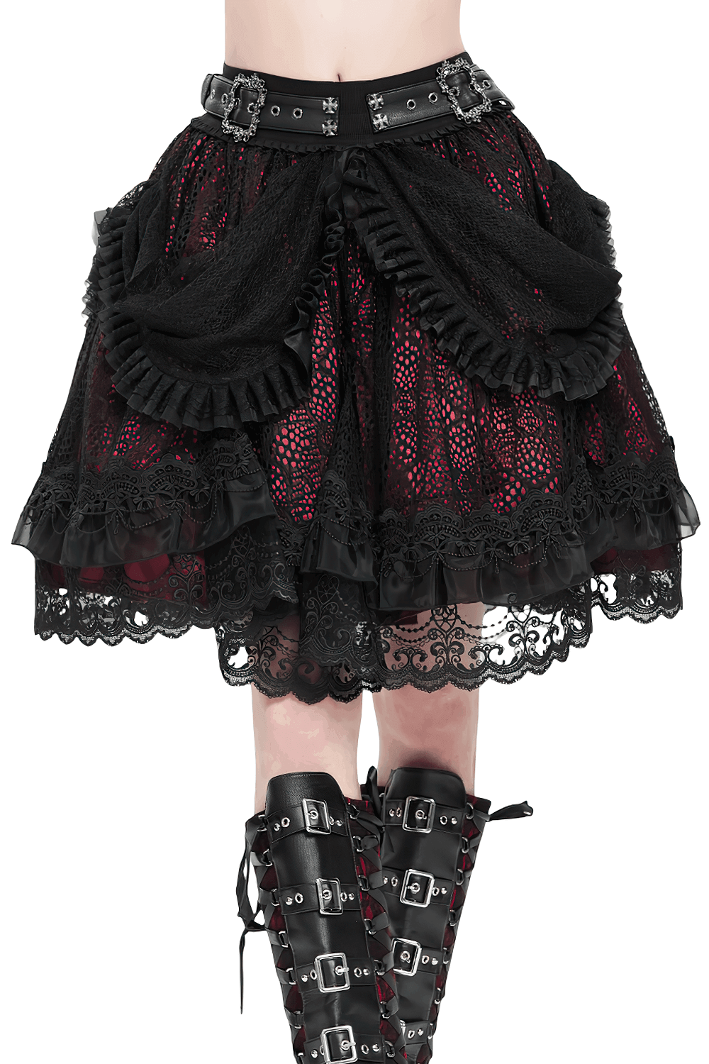 Sexy Layered Skirt with Elegant Lace and Ruffled Details