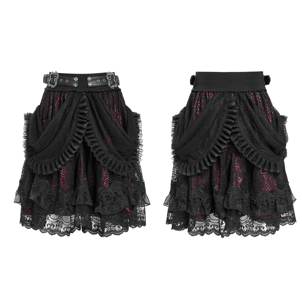 Sexy Layered Skirt with Elegant Lace and Ruffled Details