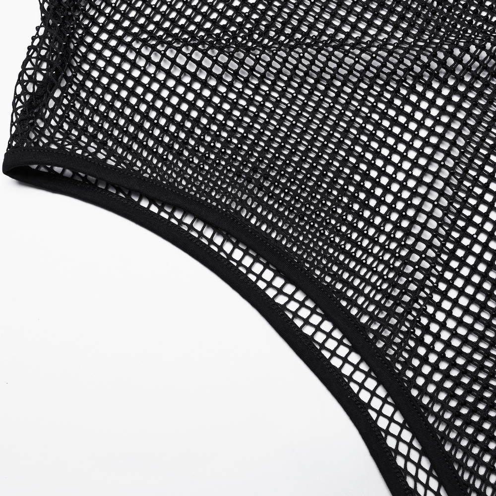 Mesh Bodysuit with Removable Spiked Shoulder Accents
