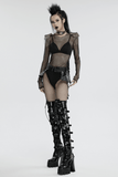 Mesh Bodysuit with Removable Spiked Shoulder Accents