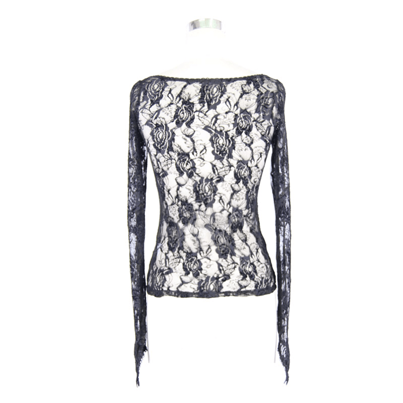 Sexy Mesh Long Sleeve Top for Punk-Gothic Ladies