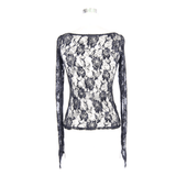 Sexy Mesh Long Sleeve Top for Punk-Gothic Ladies