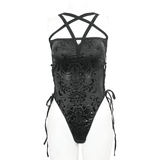 Sexy One-Piece Swimsuit with Lace-Up on the Sides