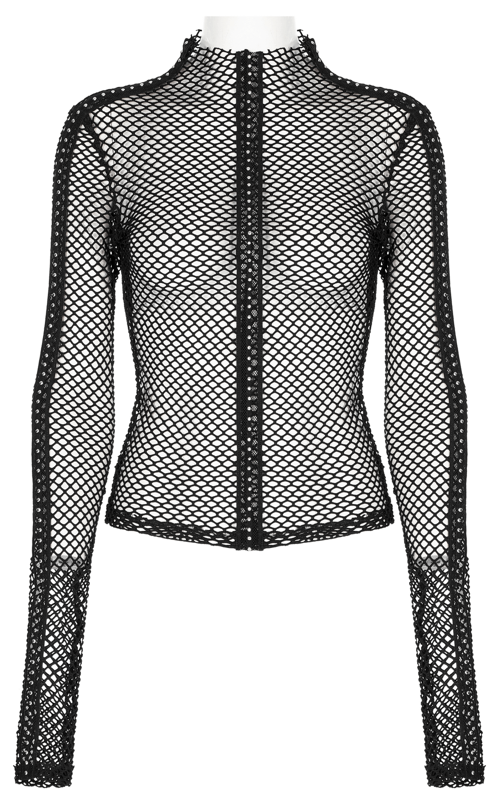 Sexy Rhombus Mesh High-Neck Top for Gothic Edge