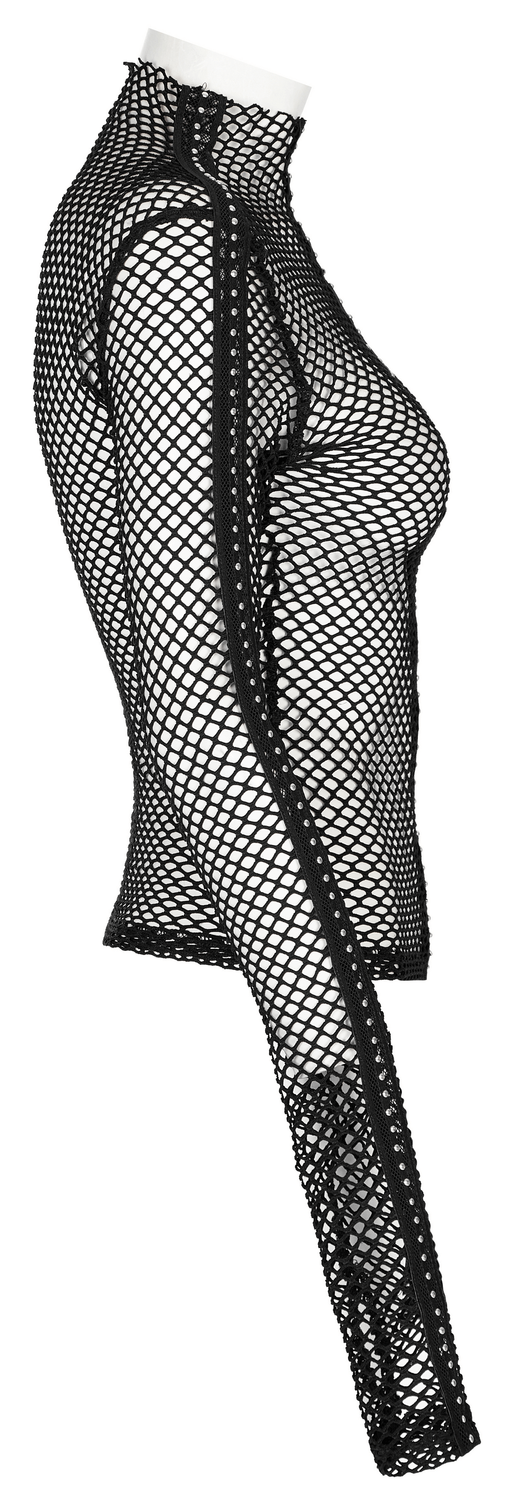 Sexy Rhombus Mesh High-Neck Top for Gothic Edge
